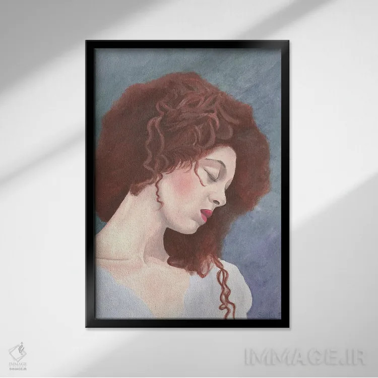 تابلو دکوراتیو زن غمگین اثر سالی بی - نمای قابدار مشکی