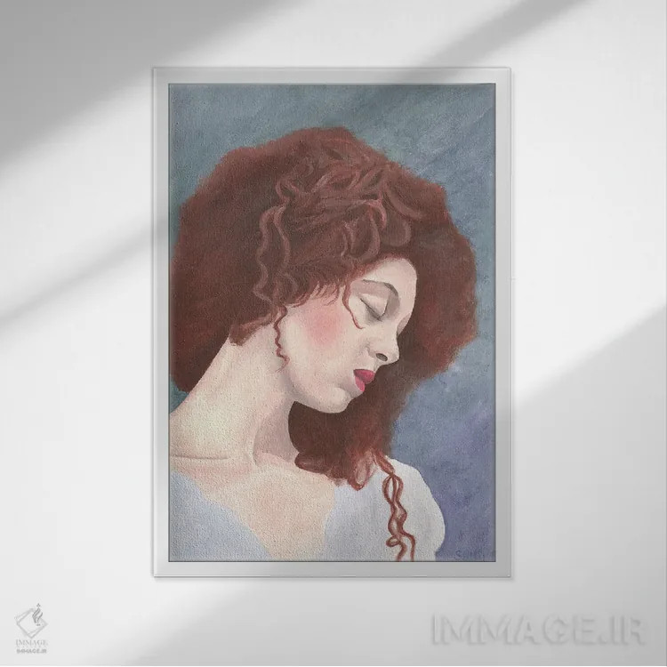 تابلو دکوراتیو زن غمگین اثر سالی بی - نمای قابدار سفید