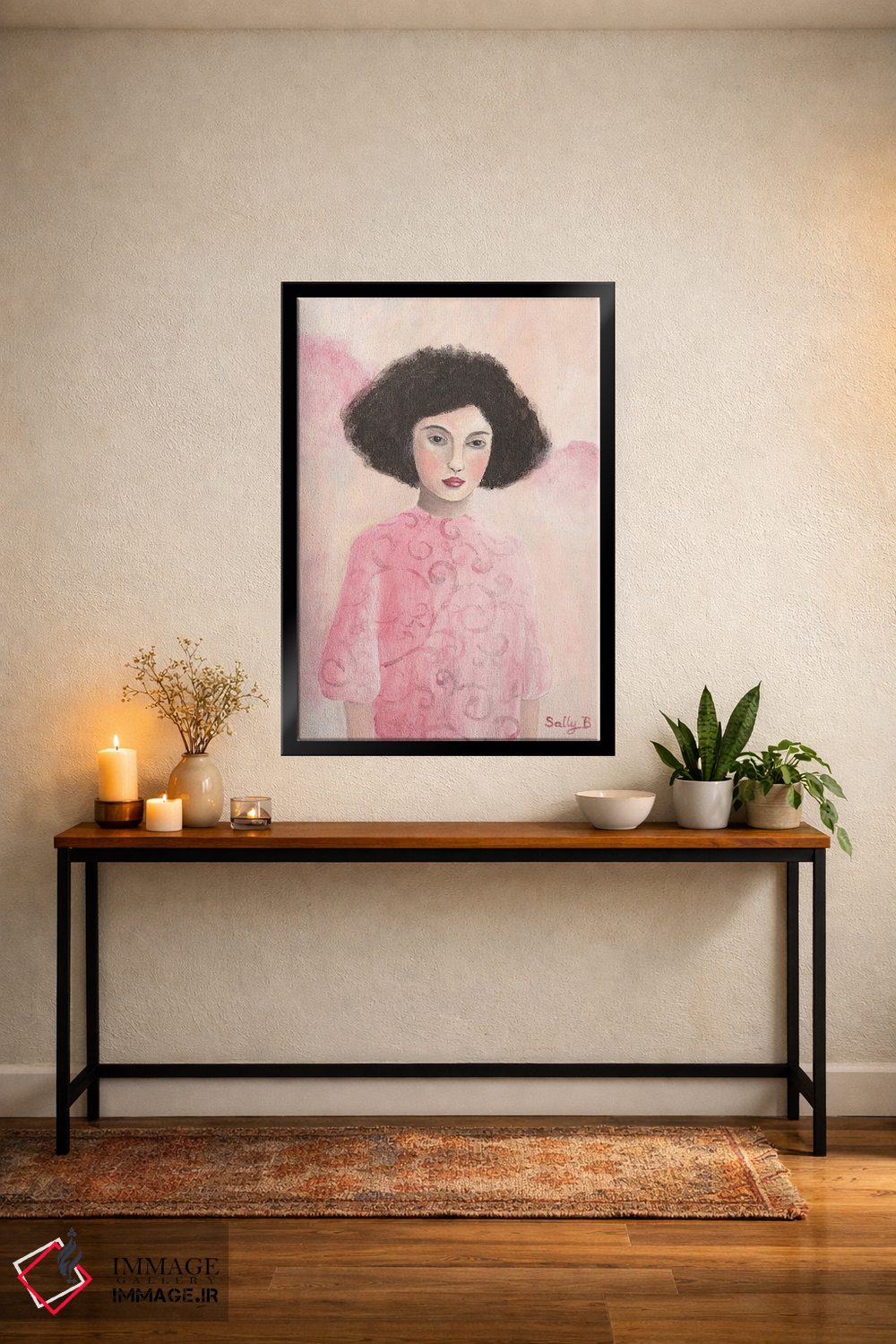 تابلو دکوراتیو زن با موی تروپز اثر سالی بی - D5B