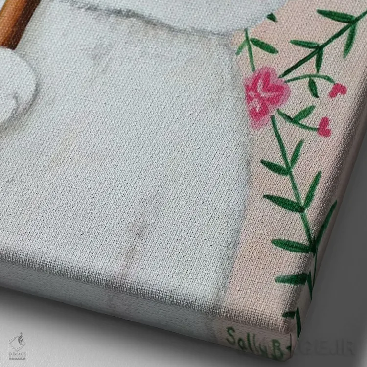 تابلو دکوراتیو خرگوش با ذره بین اثر سالی بی - نمای نزدیک بافت بوم
