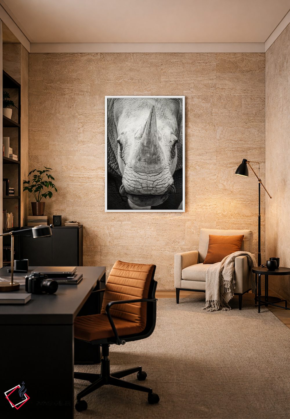 تابلو دکوراتیو نمای نزدیک کرگدن سفید جنوبی اثر سوزان ریچی - D6W