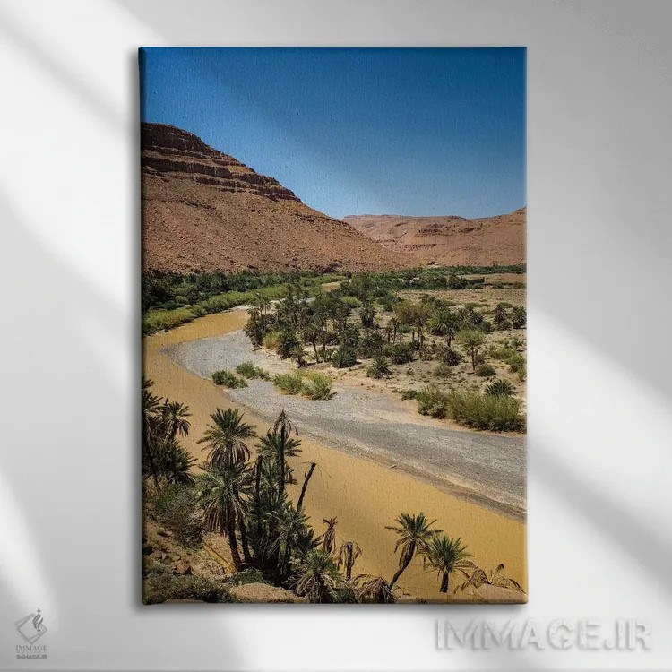 تابلو دکوراتیو Morocco. Ziz Valley Gorge and palm trees,دره زیز، مراکش. تنگ… اثر جولی سیندا - نمای روبهرو روی دیوار