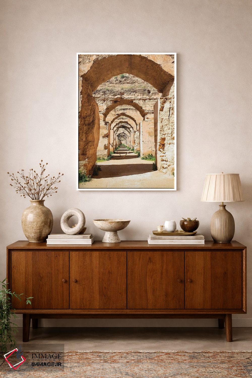 تابلو دکوراتیو Morocco. Stone archways at the Royal Stables,مکناس، مراکش. ط… اثر جولی سیندا - D1W