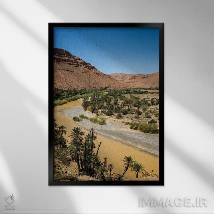 تابلو دکوراتیو Morocco. Ziz Valley Gorge and palm trees,دره زیز، مراکش. تنگ… اثر جولی سیندا - نمای قابدار مشکی