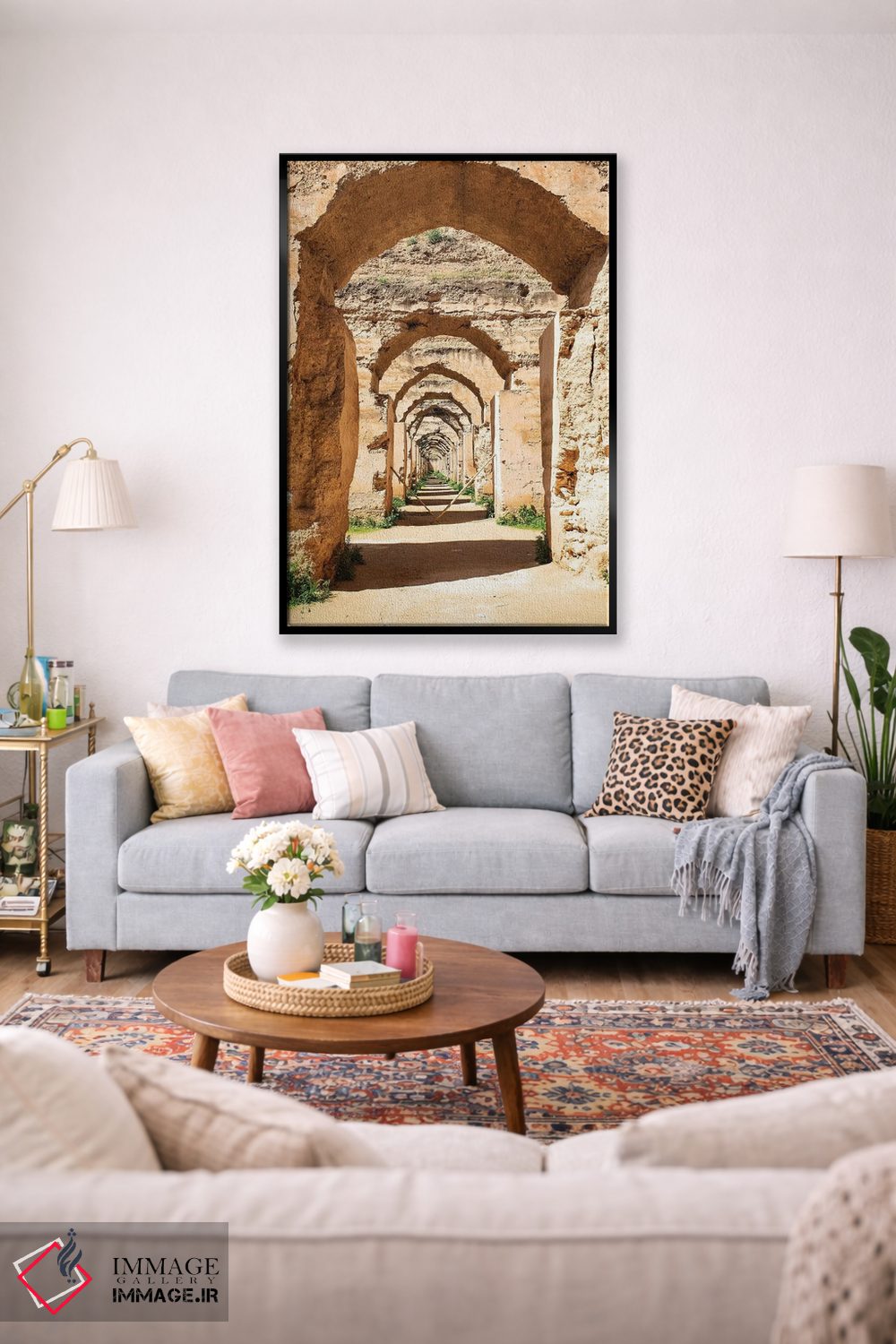 تابلو دکوراتیو Morocco. Stone archways at the Royal Stables,مکناس، مراکش. ط… اثر جولی سیندا - D2B