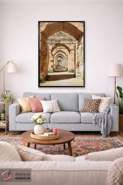 تابلو دکوراتیو Morocco. Stone archways at the Royal Stables,مکناس، مراکش. ط… اثر جولی سیندا - D2B