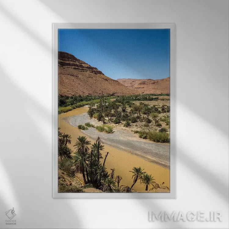 تابلو دکوراتیو Morocco. Ziz Valley Gorge and palm trees,دره زیز، مراکش. تنگ… اثر جولی سیندا - نمای قابدار سفید
