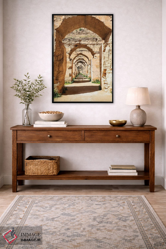 تابلو دکوراتیو Morocco. Stone archways at the Royal Stables,مکناس، مراکش. ط… اثر جولی سیندا - D5B
