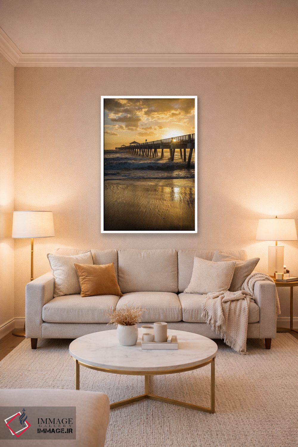 تابلو دکوراتیو Palm Beach County, Florida. Sunrise and high surf.,ساحل جونو… اثر جولی سیندا - D3W