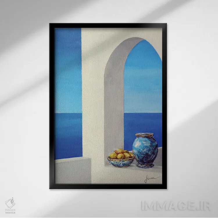 تابلو دکوراتیو افق آبی اثر سینیشا ساراتلیک - نمای قابدار مشکی