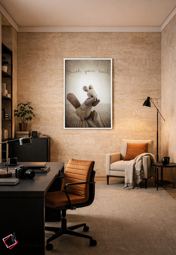تابلو دکوراتیو سنجاب زولاین مسواک بزن اثر استودیو سنت اند سیلور - D6W