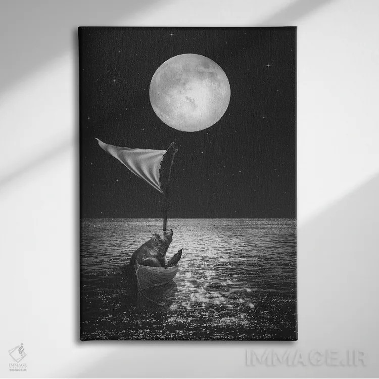 تابلو دکوراتیو بر امواج سرگردان اثر طراحی سورینگ انکر - نمای روبهرو روی دیوار