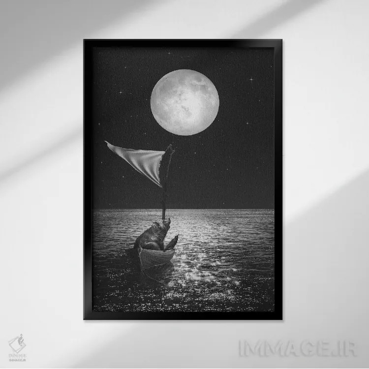 تابلو دکوراتیو بر امواج سرگردان اثر طراحی سورینگ انکر - نمای قابدار مشکی