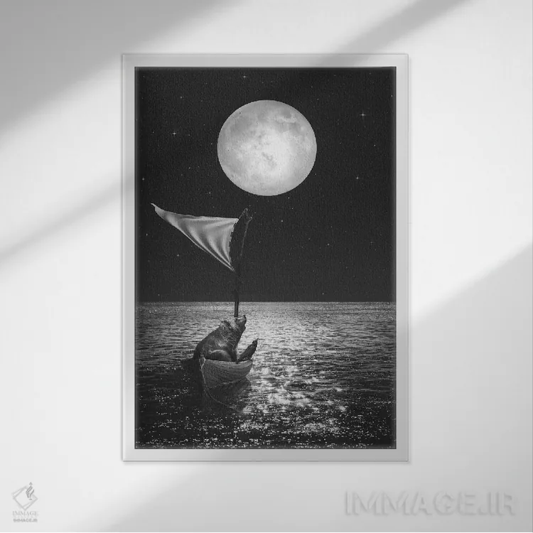 تابلو دکوراتیو بر امواج سرگردان اثر طراحی سورینگ انکر - نمای قابدار سفید