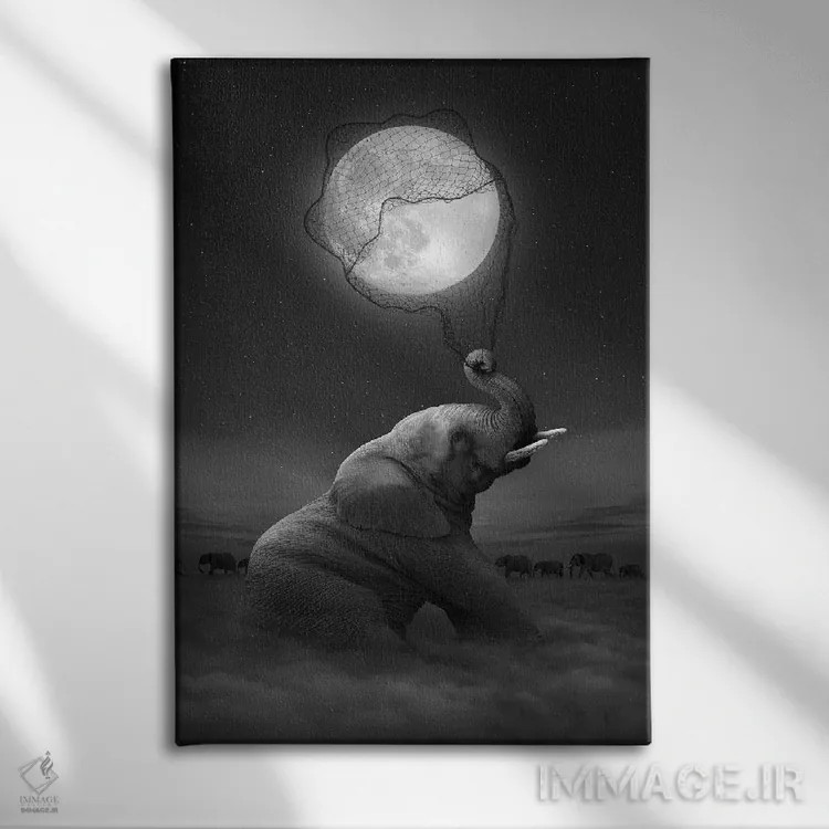 تابلو دکوراتیو فیل اثر طراحی سورینگ انکر - نمای روبهرو روی دیوار