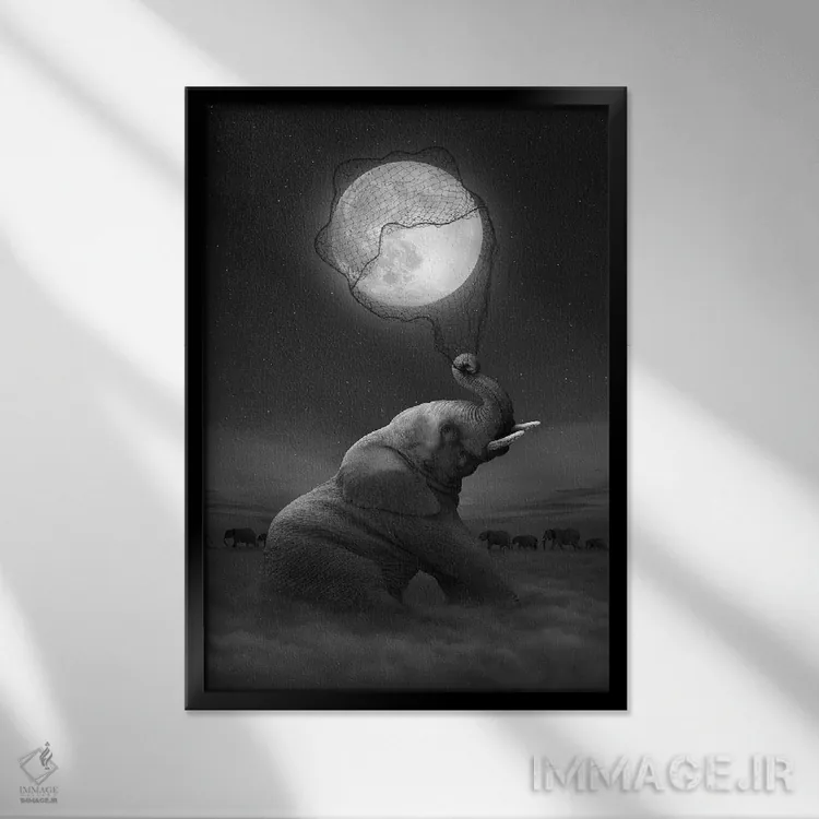 تابلو دکوراتیو فیل اثر طراحی سورینگ انکر - نمای قابدار مشکی
