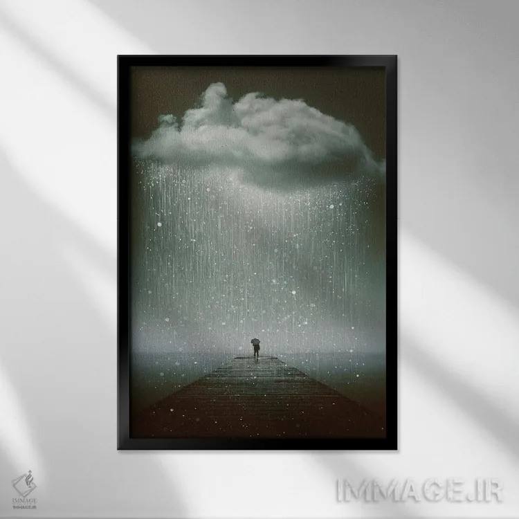 تابلو دکوراتیو حتی آسمان هم می گرید اثر طراحی سورینگ انکر - نمای قابدار مشکی