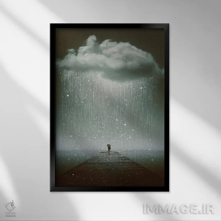 تابلو دکوراتیو حتی آسمان هم می گرید اثر طراحی سورینگ انکر - نمای قابدار مشکی