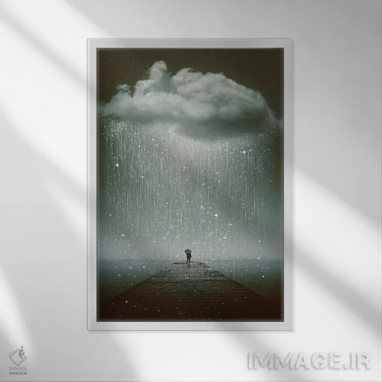 تابلو دکوراتیو حتی آسمان هم می گرید اثر طراحی سورینگ انکر - نمای قابدار سفید