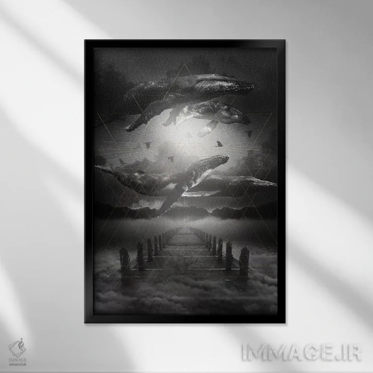تابلو دکوراتیو از ژرفا اثر طراحی سورینگ انکر - نمای قابدار مشکی