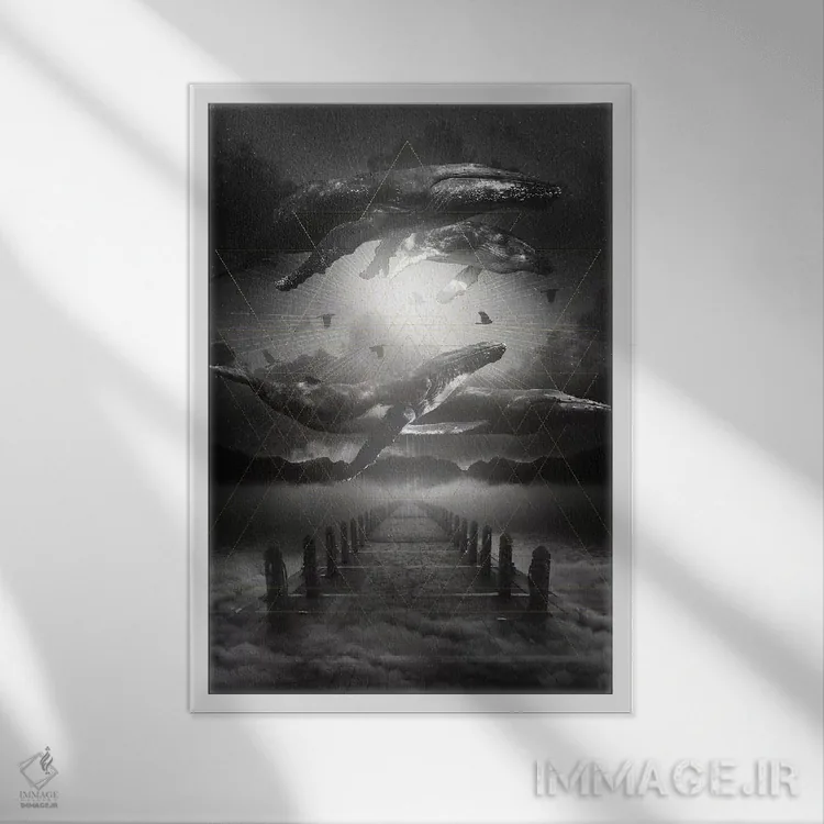 تابلو دکوراتیو از ژرفا اثر طراحی سورینگ انکر - نمای قابدار سفید