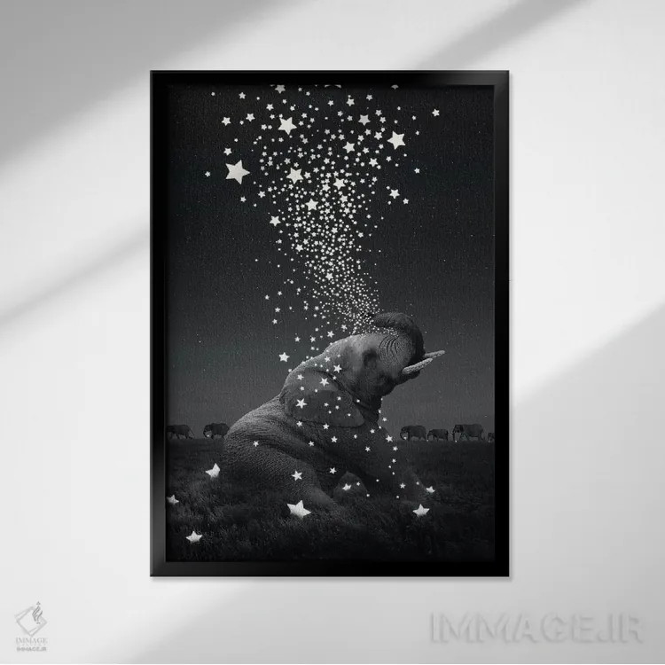 تابلو دکوراتیو نور ستاره اثر طراحی سورینگ انکر - نمای قابدار مشکی