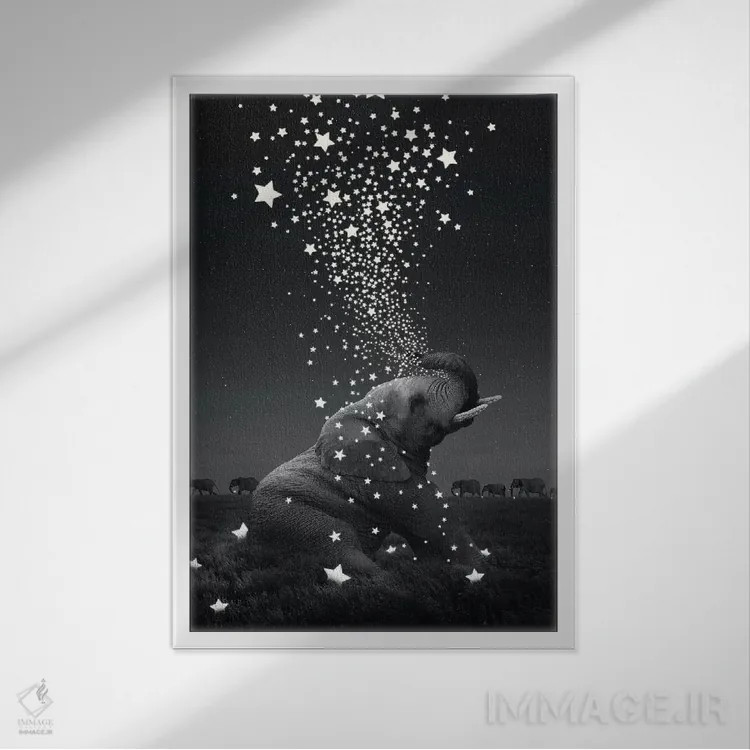 تابلو دکوراتیو نور ستاره اثر طراحی سورینگ انکر - نمای قابدار سفید