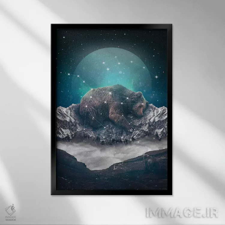 تابلو دکوراتیو خرس بزرگ و کوچک ۱ اثر طراحی سورینگ انکر - نمای قابدار مشکی