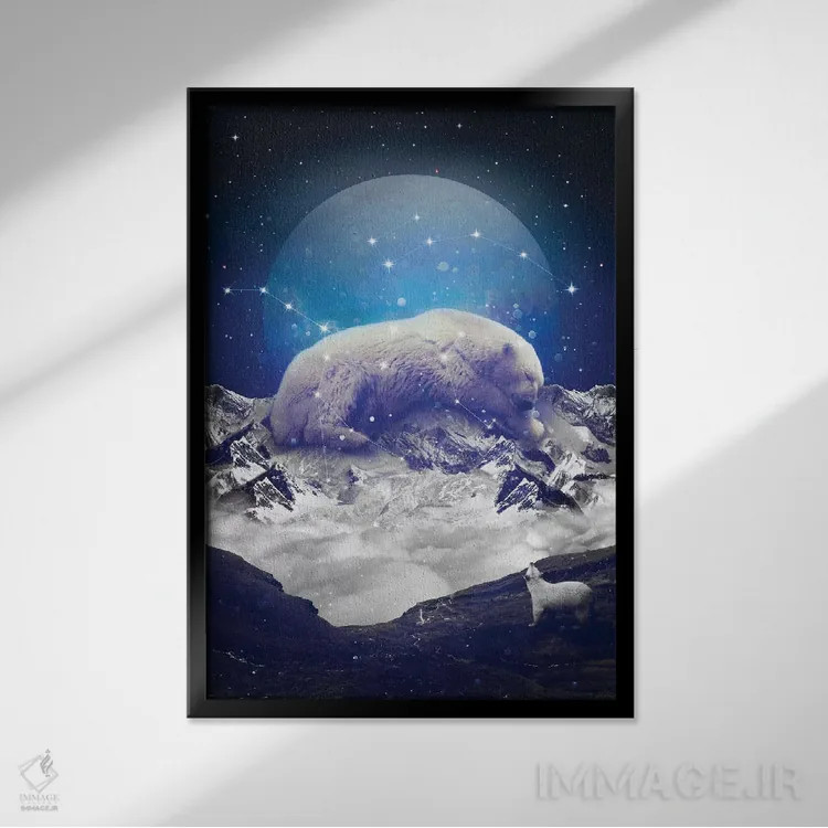 تابلو دکوراتیو خرس بزرگ و کوچک ۲ اثر طراحی سورینگ انکر - نمای قابدار مشکی