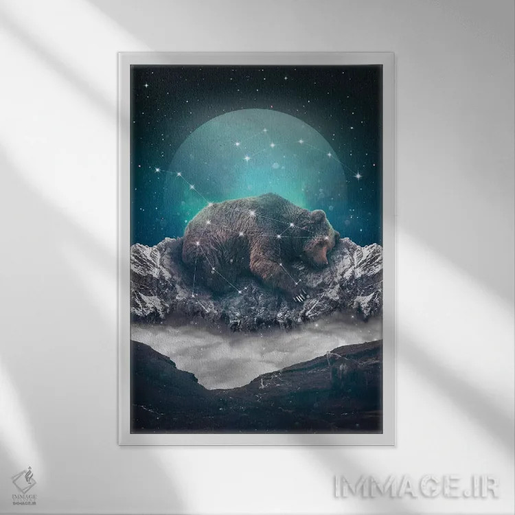 تابلو دکوراتیو خرس بزرگ و کوچک ۱ اثر طراحی سورینگ انکر - نمای قابدار سفید