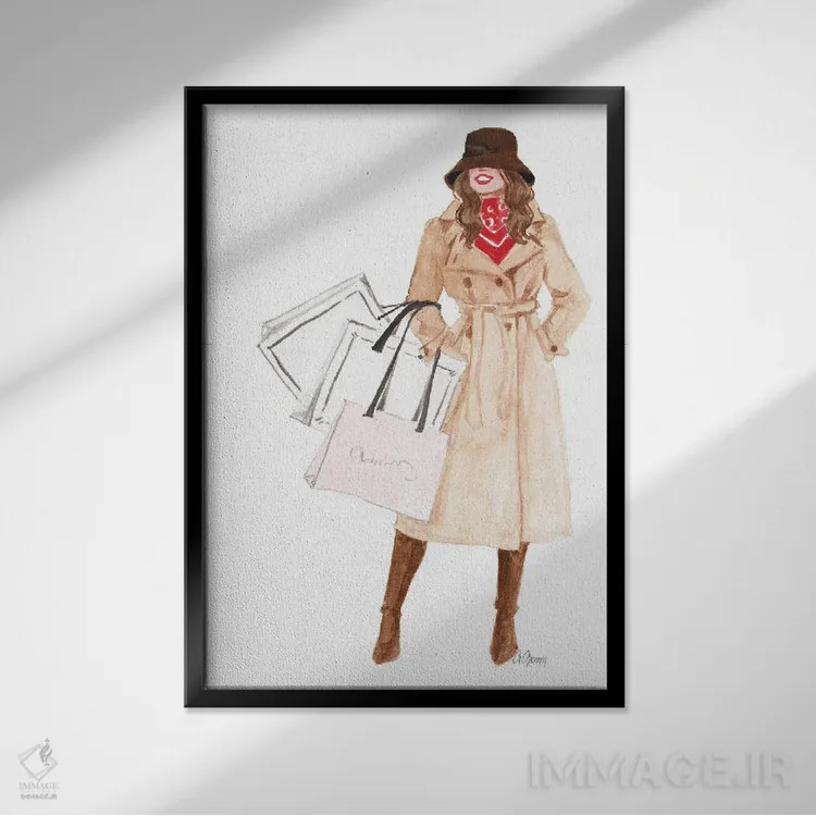 تابلو دکوراتیو خرید کردن اثر استایل آو براش - نمای قابدار مشکی