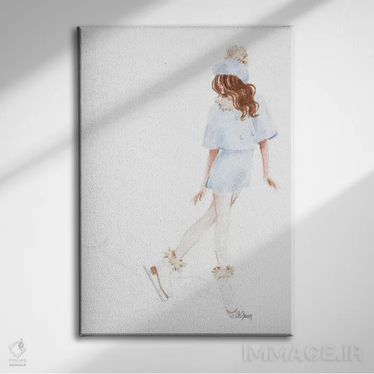 تابلو دکوراتیو اسکیت روی یخ اثر استایل آو براش - نمای روبهرو روی دیوار