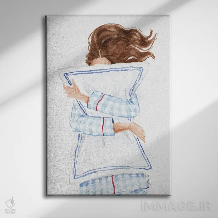 تابلو دکوراتیو لباس خواب چهارخانه اثر استایل آو براش - نمای روبهرو روی دیوار
