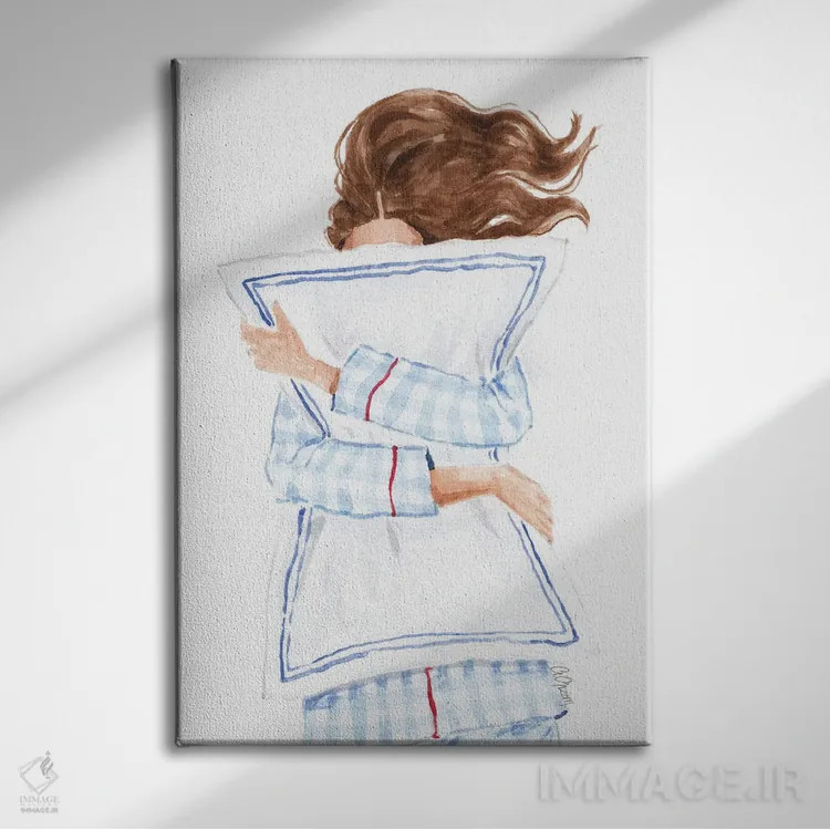 تابلو دکوراتیو لباس خواب چهارخانه اثر استایل آو براش - نمای روبهرو روی دیوار