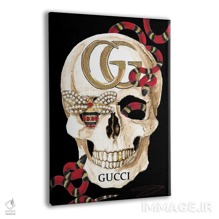 تابلو دکوراتیو جمجمه گوچی اثر استودیو وان - نمای پرسپکتیو محصول