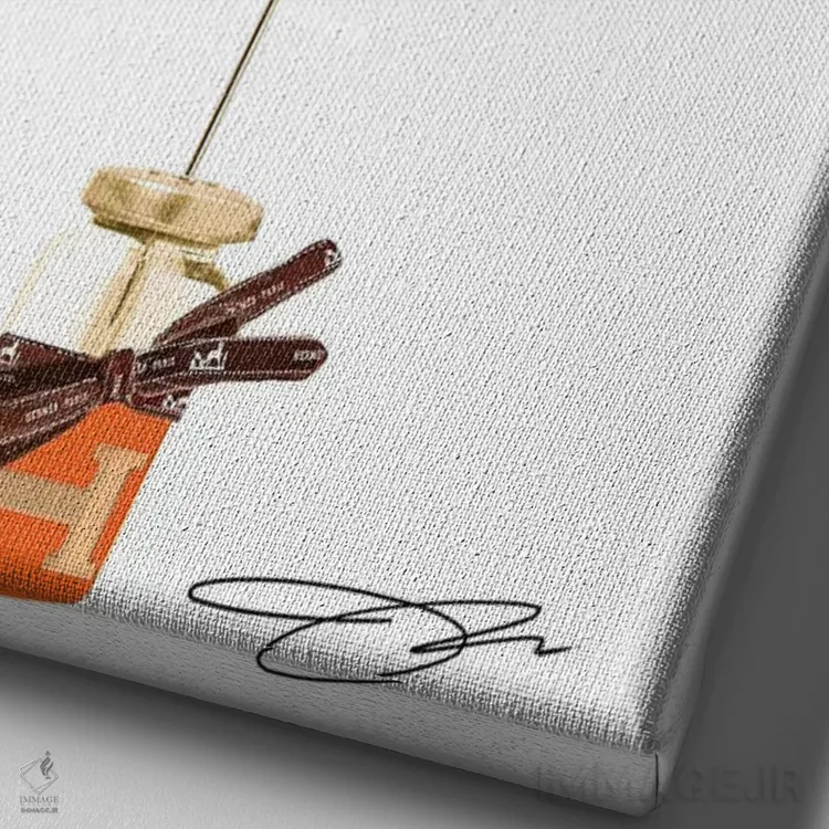 تابلو دکوراتیو شات هرمس اثر استودیو وان - نمای نزدیک بافت بوم