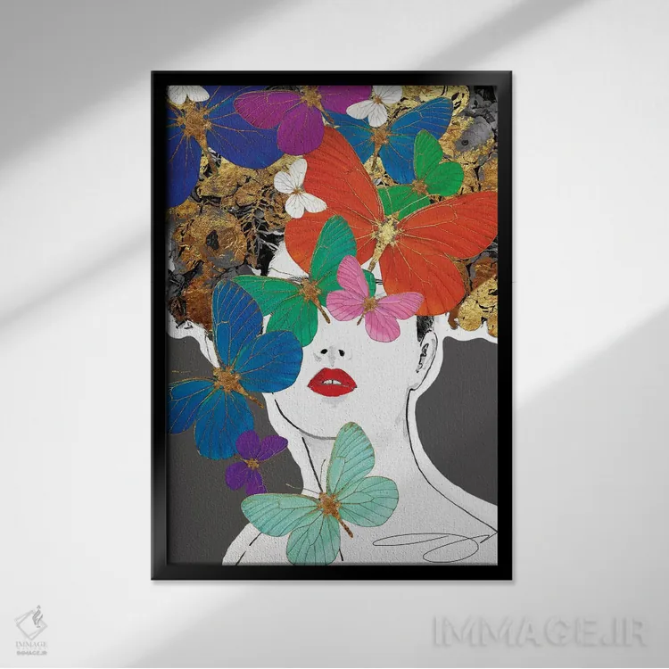تابلو انتزاعی با من پرواز کن اثر استودیو وان - نمای قابدار مشکی