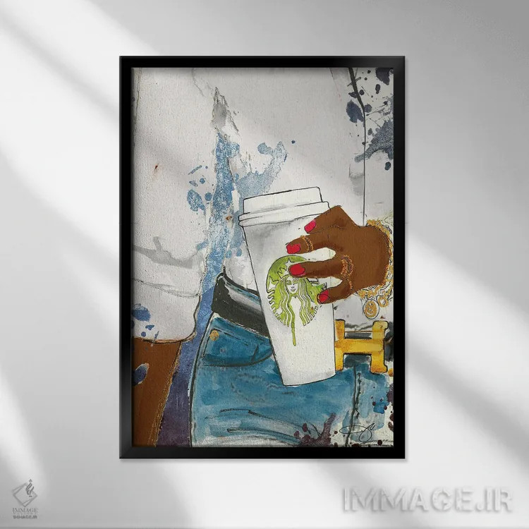 تابلو دکوراتیو ایمان به استارباکس اثر استودیو وان - نمای قابدار مشکی