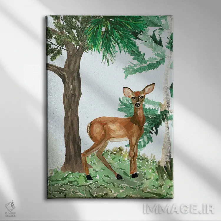 تابلو دکوراتیو A Deer,گوزن ماده، یک آهو اثر پتی سوکول - نمای روبهرو روی دیوار