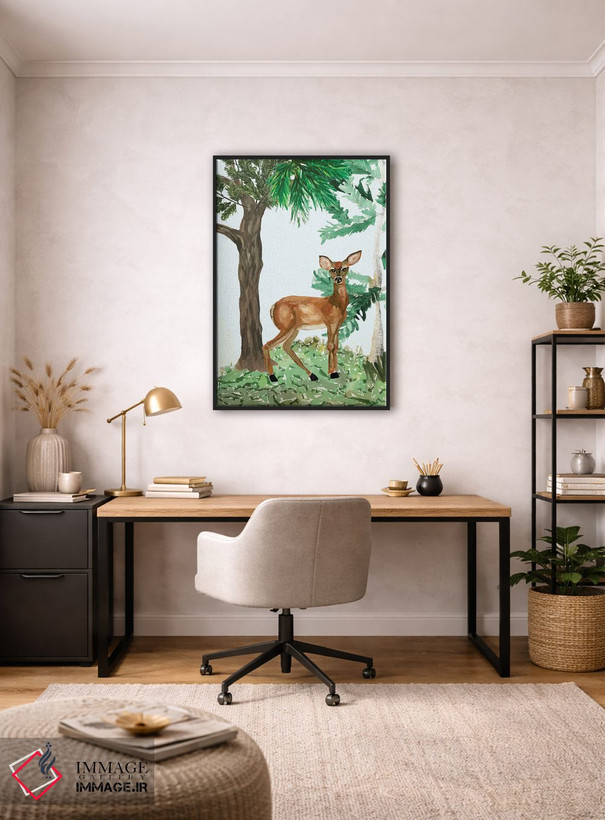 تابلو دکوراتیو A Deer,گوزن ماده، یک آهو اثر پتی سوکول - D4B