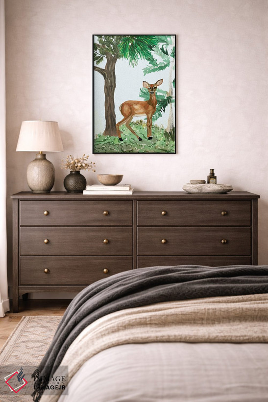 تابلو دکوراتیو A Deer,گوزن ماده، یک آهو اثر پتی سوکول - D5B