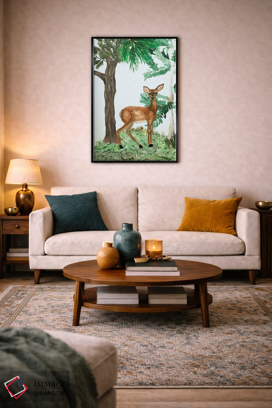 تابلو دکوراتیو A Deer,گوزن ماده، یک آهو اثر پتی سوکول - D6B
