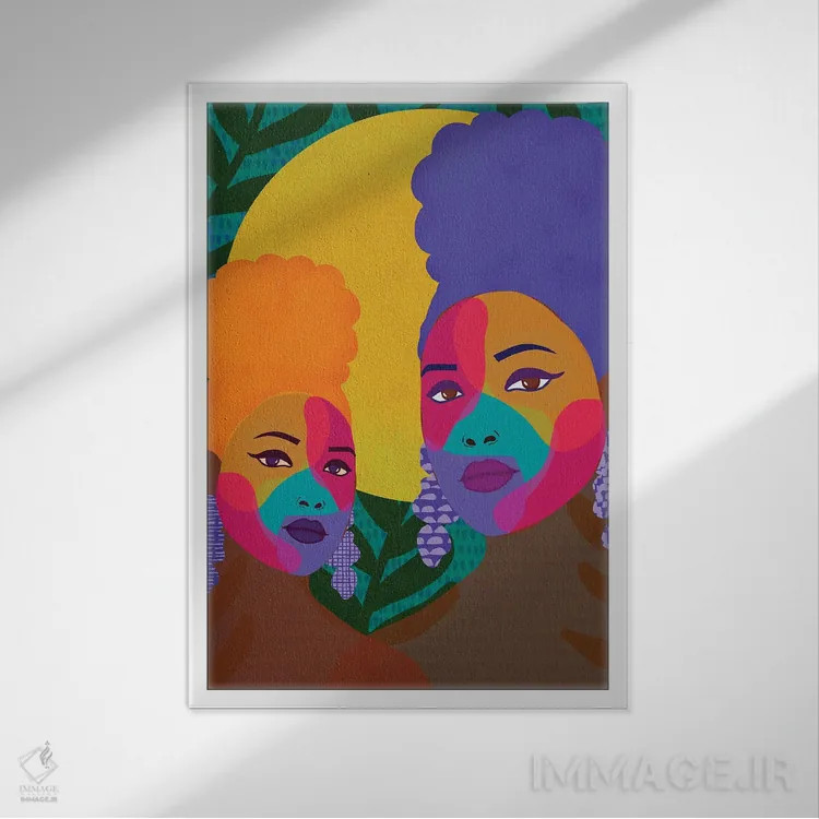 تابلو مدرن عشق خواهری اثر شرکت کاغذ ساگمون - نمای قابدار سفید