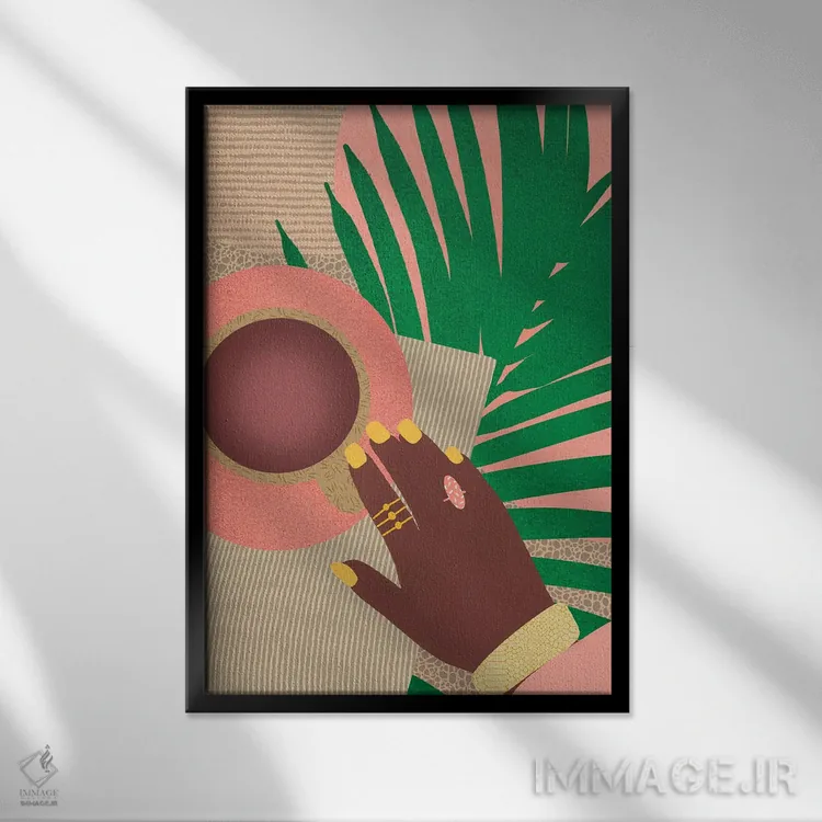 تابلو مدرن قهوه و شکوه اثر شرکت کاغذ ساگمون - نمای قابدار مشکی