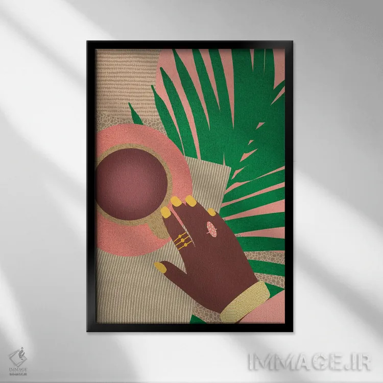 تابلو مدرن قهوه و شکوه اثر شرکت کاغذ ساگمون - نمای قابدار مشکی