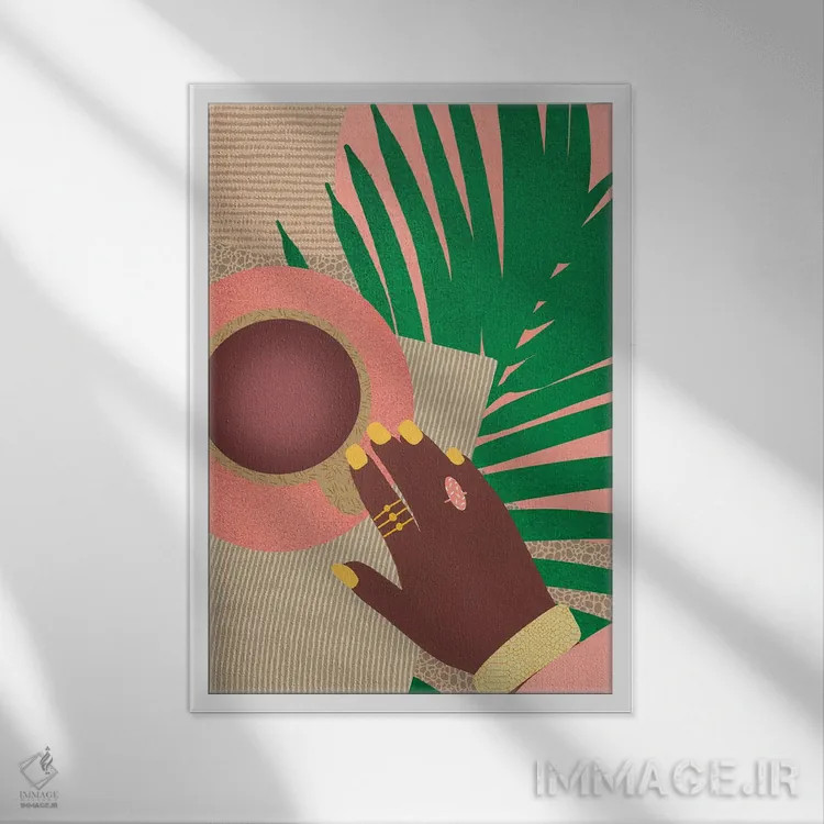 تابلو مدرن قهوه و شکوه اثر شرکت کاغذ ساگمون - نمای قابدار سفید