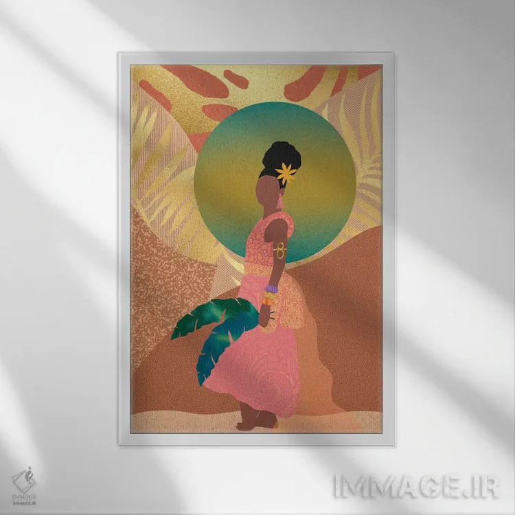 تابلو مدرن دختر جزیره ای اثر شرکت کاغذ ساگمون - نمای قابدار سفید