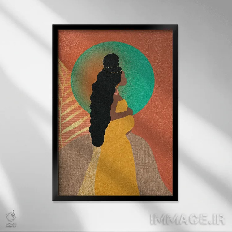 تابلو دکوراتیو مادر باردار اثر شرکت کاغذ ساگمون - نمای قابدار مشکی