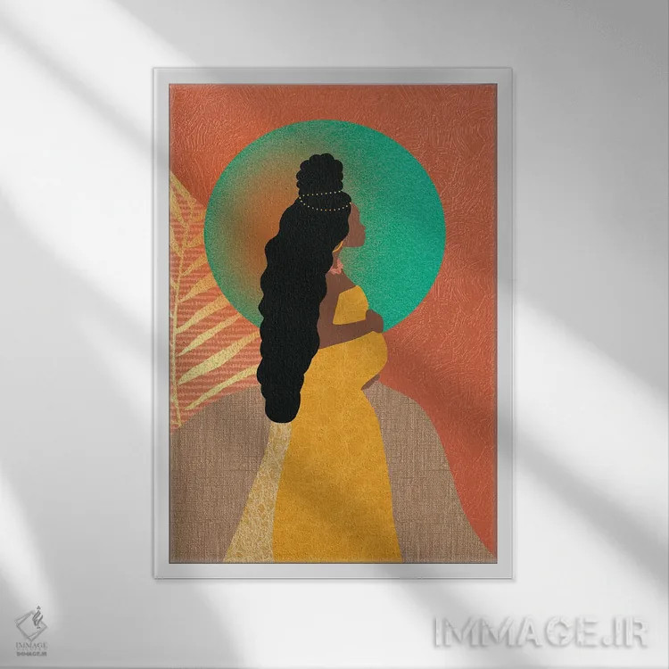 تابلو دکوراتیو مادر باردار اثر شرکت کاغذ ساگمون - نمای قابدار سفید