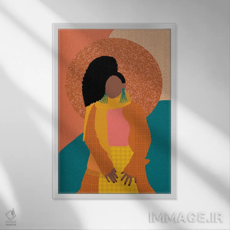 تابلو دکوراتیو مد پاییزی اثر شرکت کاغذ ساگمون - نمای قابدار سفید